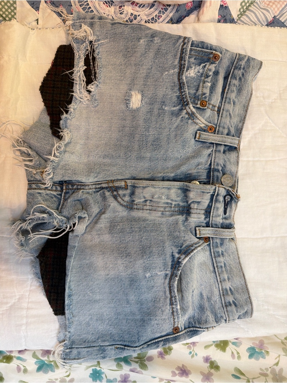 Levi's Light Blue Distressed Cutoff Denim Shorts